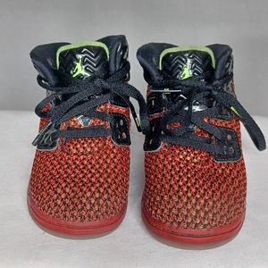 NIKE JORDANS Children's Sneakers. 6C. Red, Black and Lime Green. BK NY.